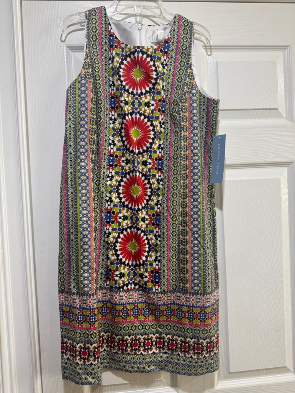 London Times Sleeveless Mini Dress in Red, Blue, Green, Yellow, Pink 8